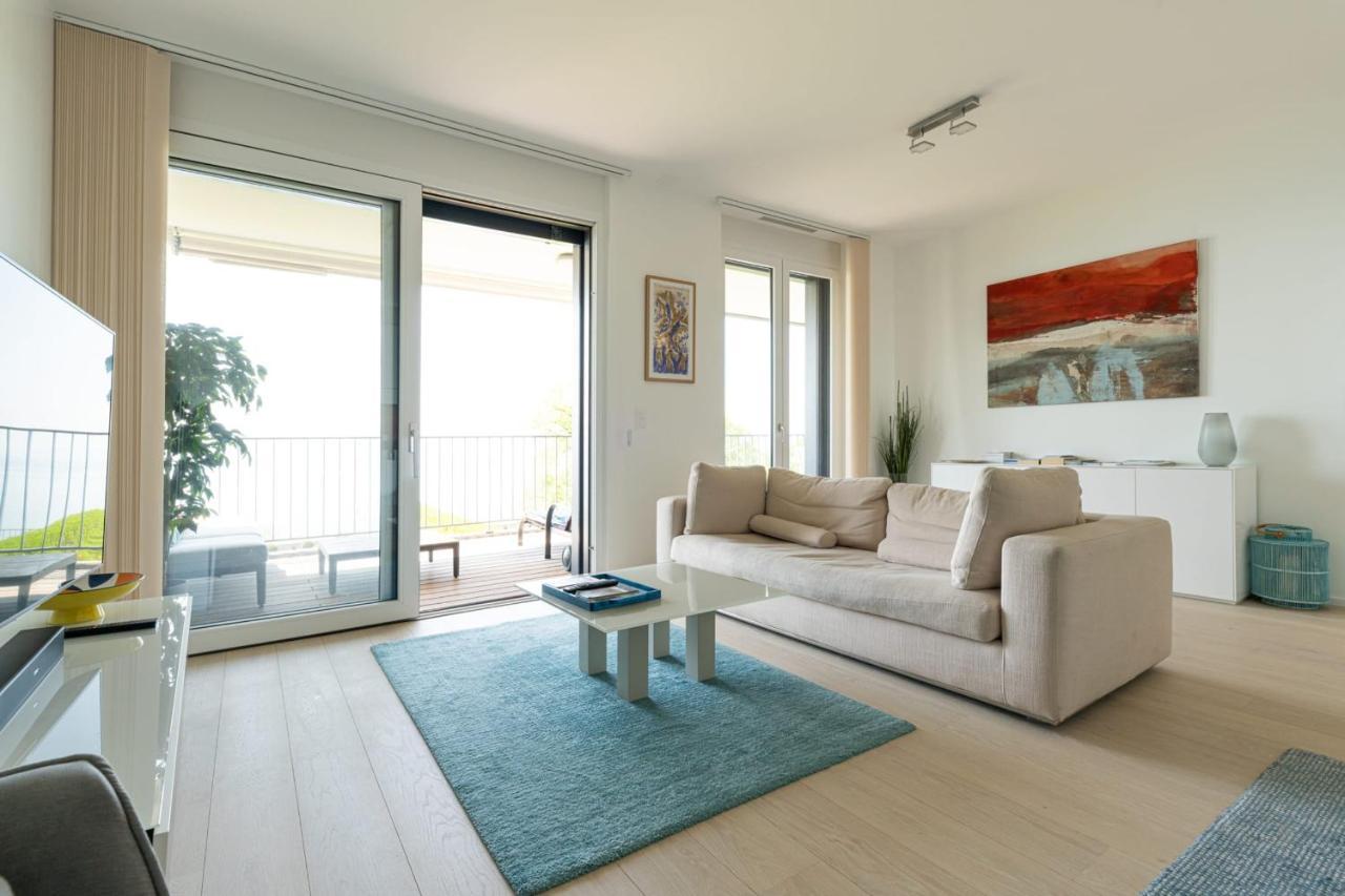 Les Terrasses De Lavaux 1 - Appartement De Luxe Avec Vue Panoramique Et Piscine Puidoux 외부 사진
