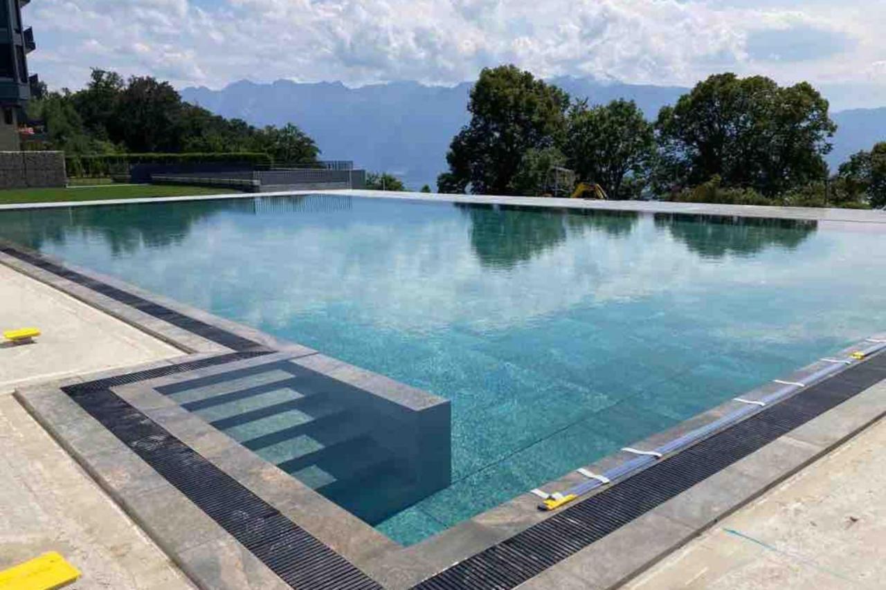 Les Terrasses De Lavaux 1 - Appartement De Luxe Avec Vue Panoramique Et Piscine Puidoux 외부 사진
