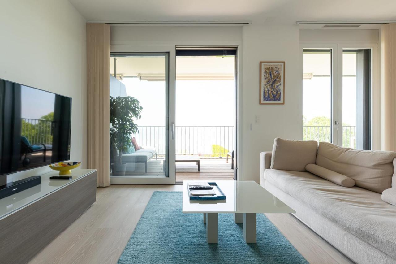 Les Terrasses De Lavaux 1 - Appartement De Luxe Avec Vue Panoramique Et Piscine Puidoux 외부 사진