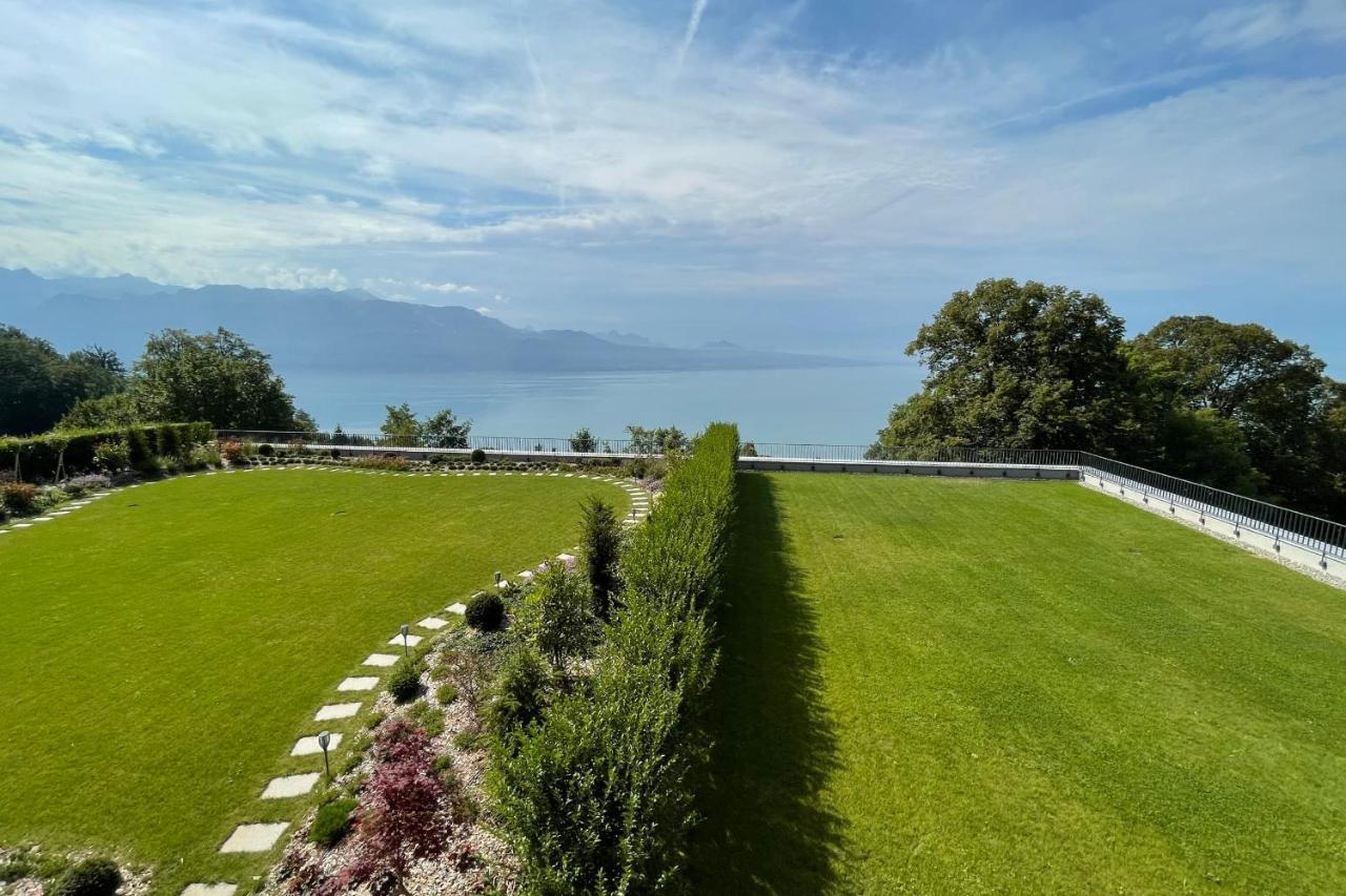 Les Terrasses De Lavaux 1 - Appartement De Luxe Avec Vue Panoramique Et Piscine Puidoux 외부 사진