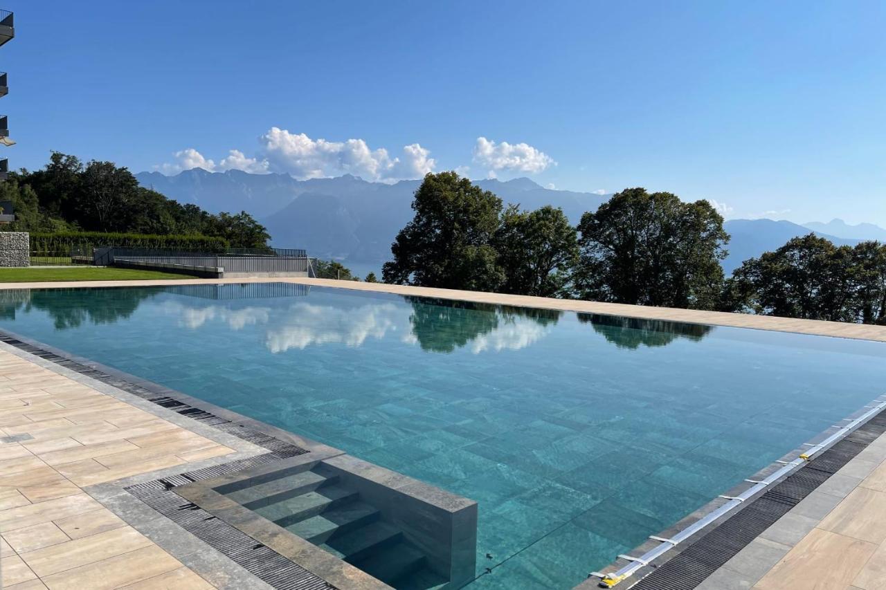 Les Terrasses De Lavaux 1 - Appartement De Luxe Avec Vue Panoramique Et Piscine Puidoux 외부 사진
