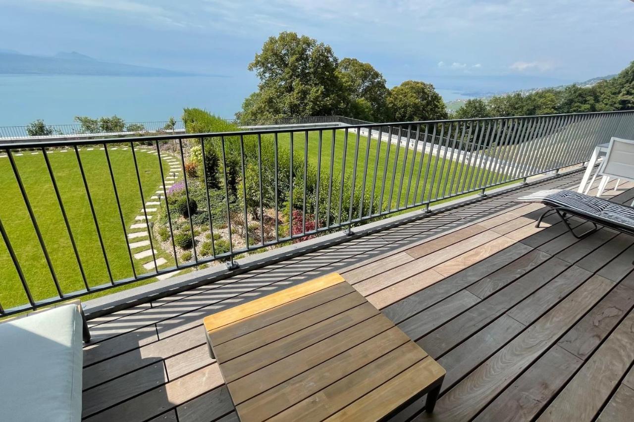Les Terrasses De Lavaux 1 - Appartement De Luxe Avec Vue Panoramique Et Piscine Puidoux 외부 사진